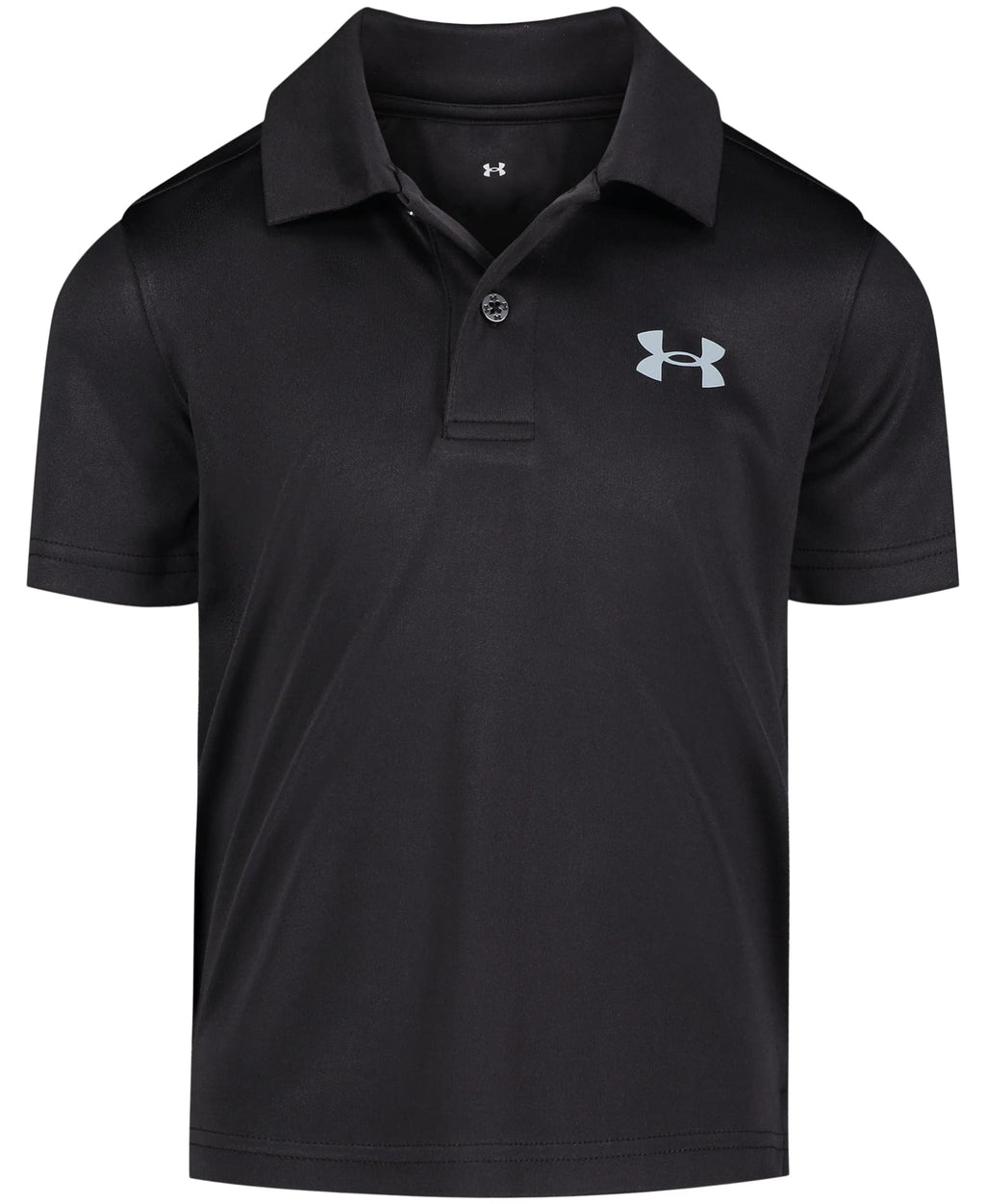 Under Armour Boys' Short Sleeve Ua Match Polo Collared Shirt, Chest Logo, Soft & Comfortable, Black-Core, 2T