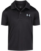 Under Armour Boys' Short Sleeve Ua Match Polo Collared Shirt, Chest Logo, Soft & Comfortable, Black-Core, 2T