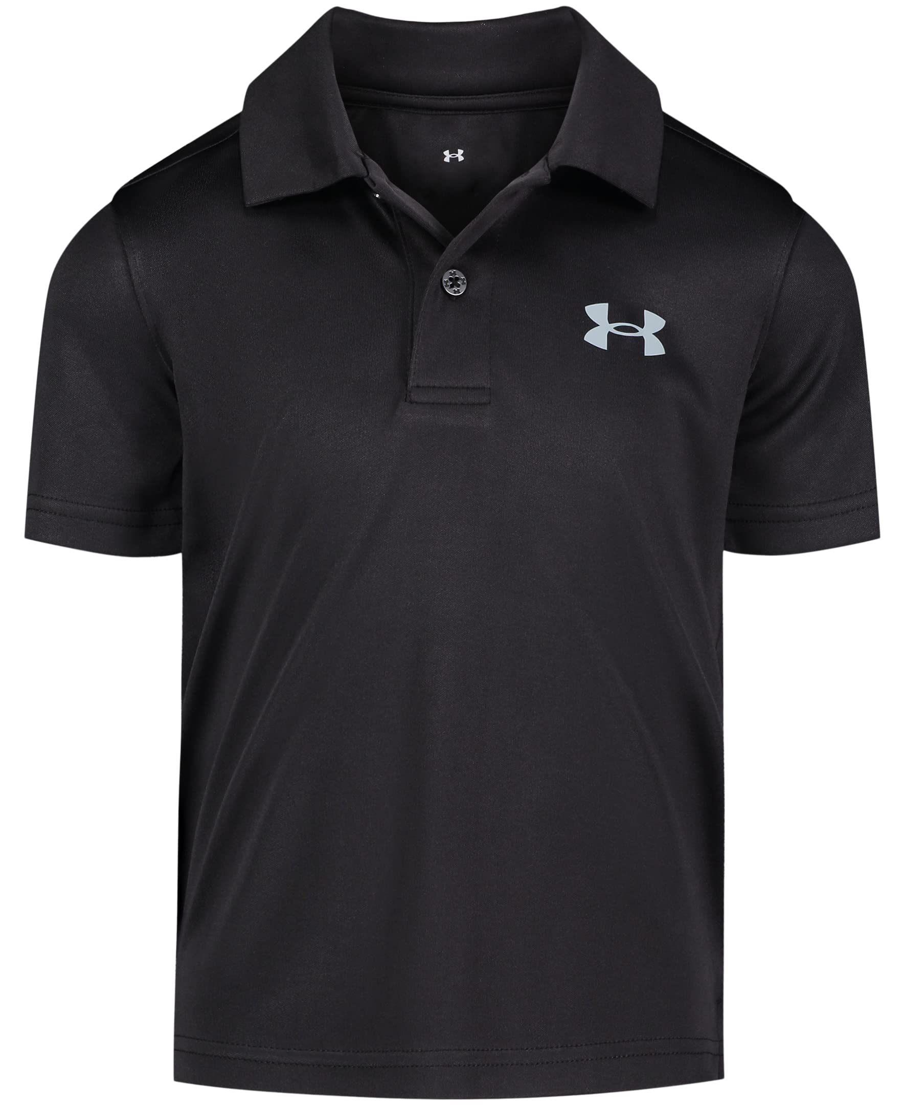 Under Armour Boys' Short Sleeve Ua Match Polo Collared Shirt, Chest Logo, Soft & Comfortable, Black-Core, 2T