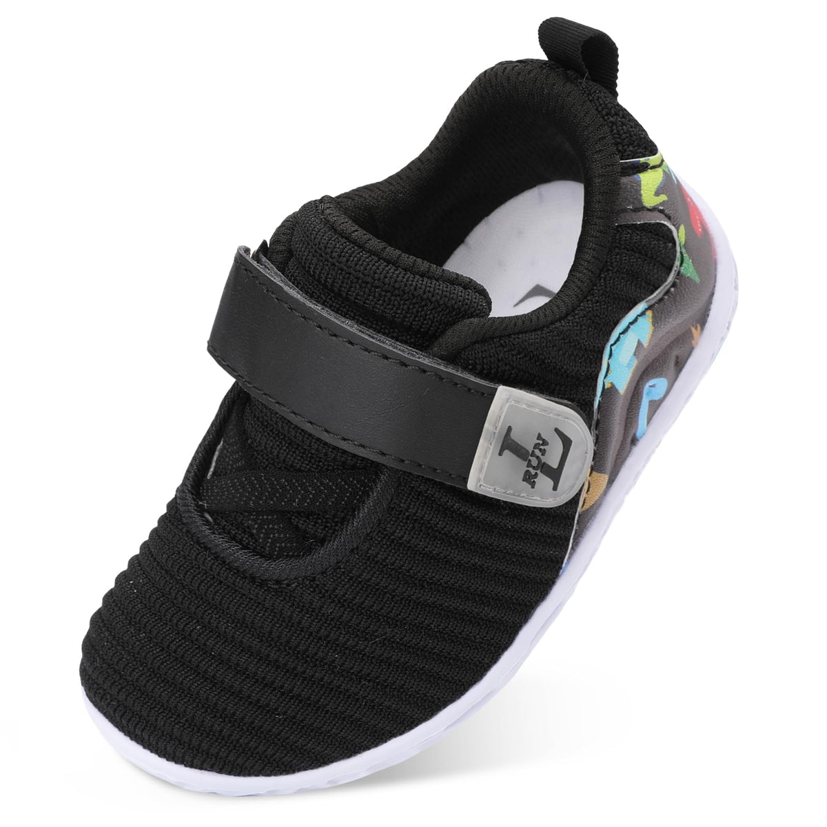 LRUN Barefoot Shoes Toddler Sneakers Boys Girls Lightweight Shoes Knit Kids Walking Shoes for Indoor Outdoor, Black, 7.58 Todd 7.5-8