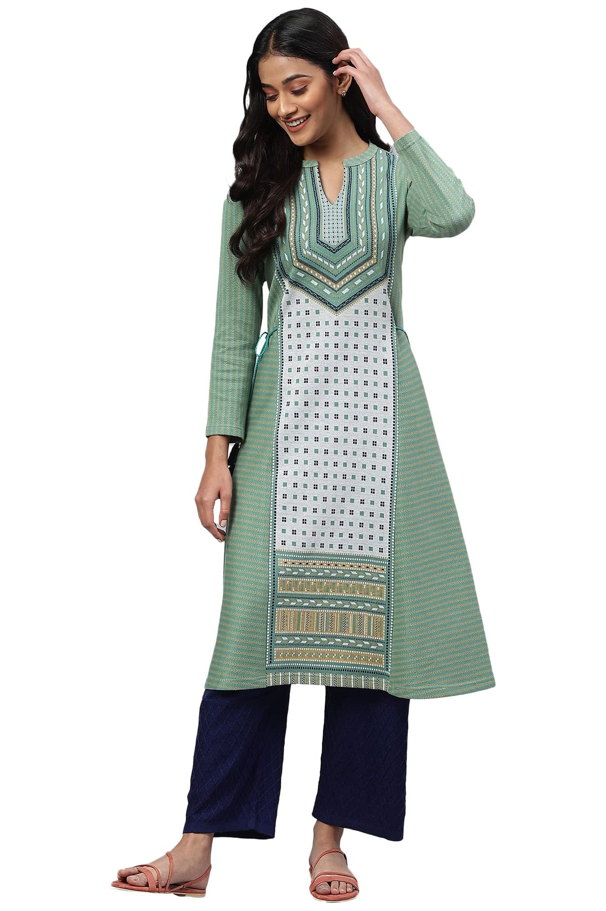 Aurelia Womens Cotton Regular Kurta (22NOA13724-703628_Green