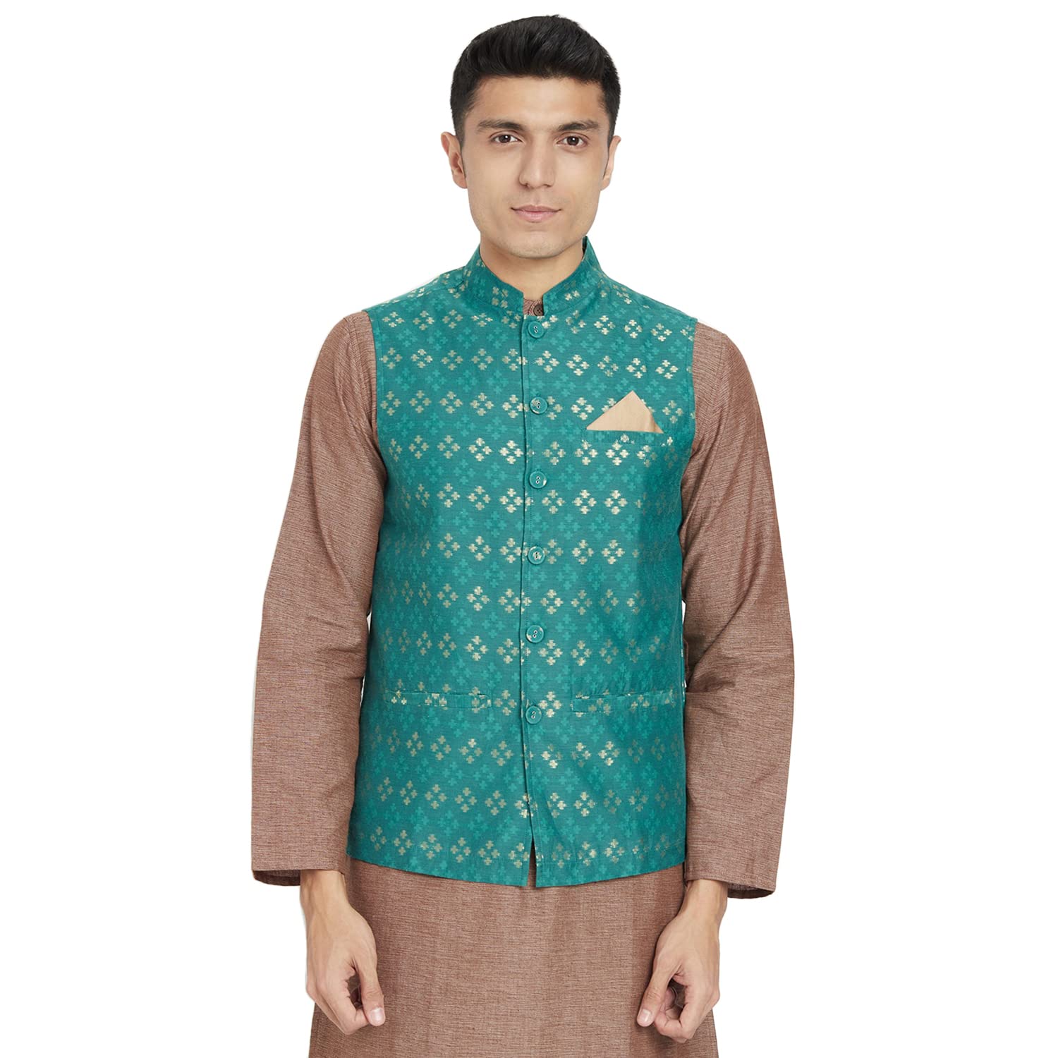 Fabindia Men Cutwork Nehru Jacket Viscose_L
