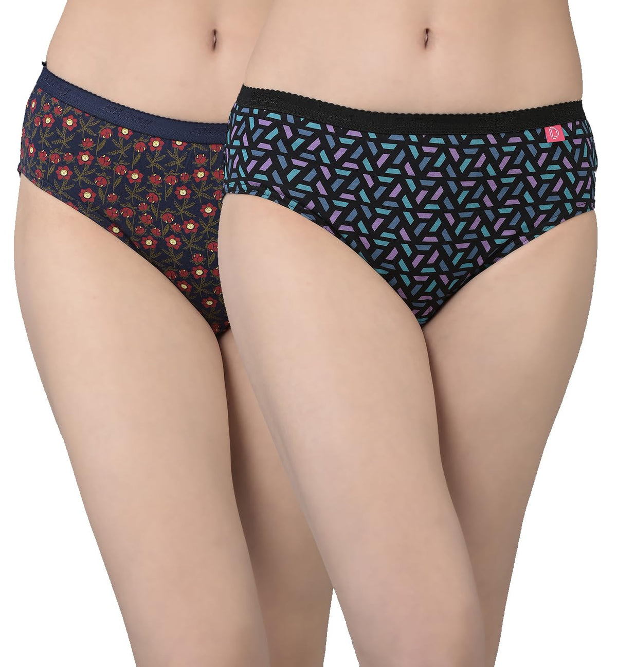 Dollar Missy Pack Of 2 WomenS Combed Cotton Deep Printed Outer Elasticated Hipster Panty (8905203843237_Mmbb101PR324AstCo1
