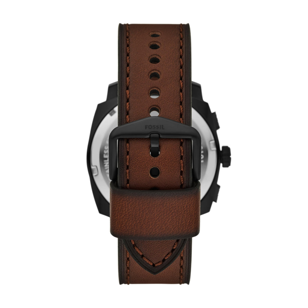 Fossil Men's Machine Chronograph Brown Leather Watch and Bracelet Set