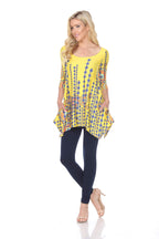 White Mark 1301-44-S Rella Tunic Top - Yellow  Small