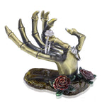 YU FENG Gothic Rose Skeleton Hand Jewelry Holder for Halloween Decor Rings Necklaces and Jewellery Accessories Hand Form Display