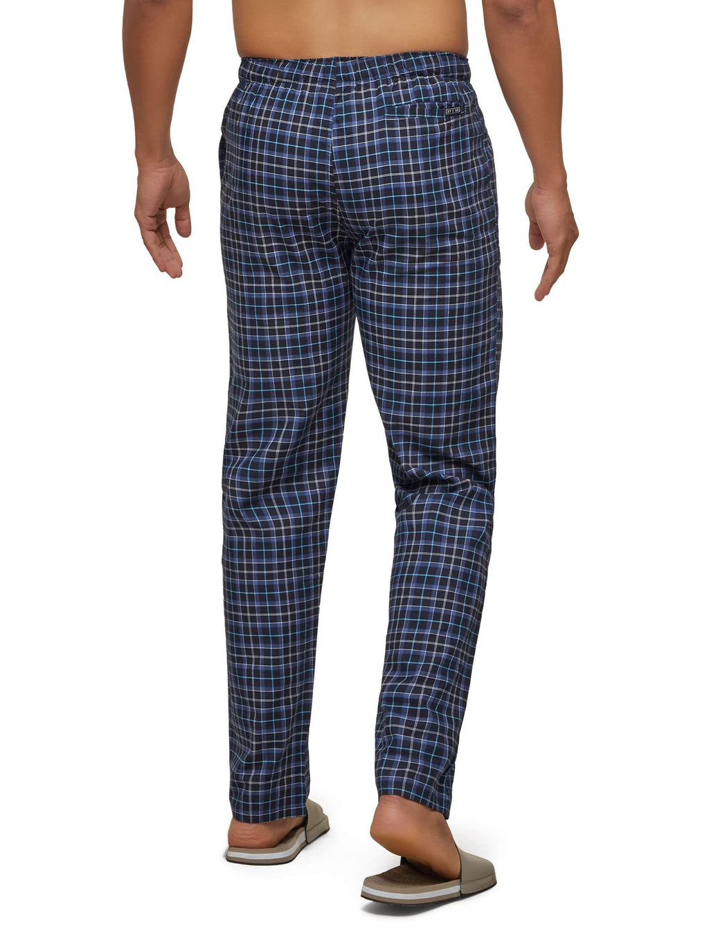XYXX Mens Super Combed Cotton Checkered Checkmate Pyjamas [Pack of 2] Elasticated Waist, Drawstring | Loungewear for Men in Blu
