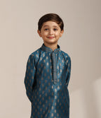 Manyavar Boys Grey Art Silk Kurta Pyjama Set(10-12 Years)