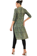 Soch Women Olive Cotton Blend Floral Kurta