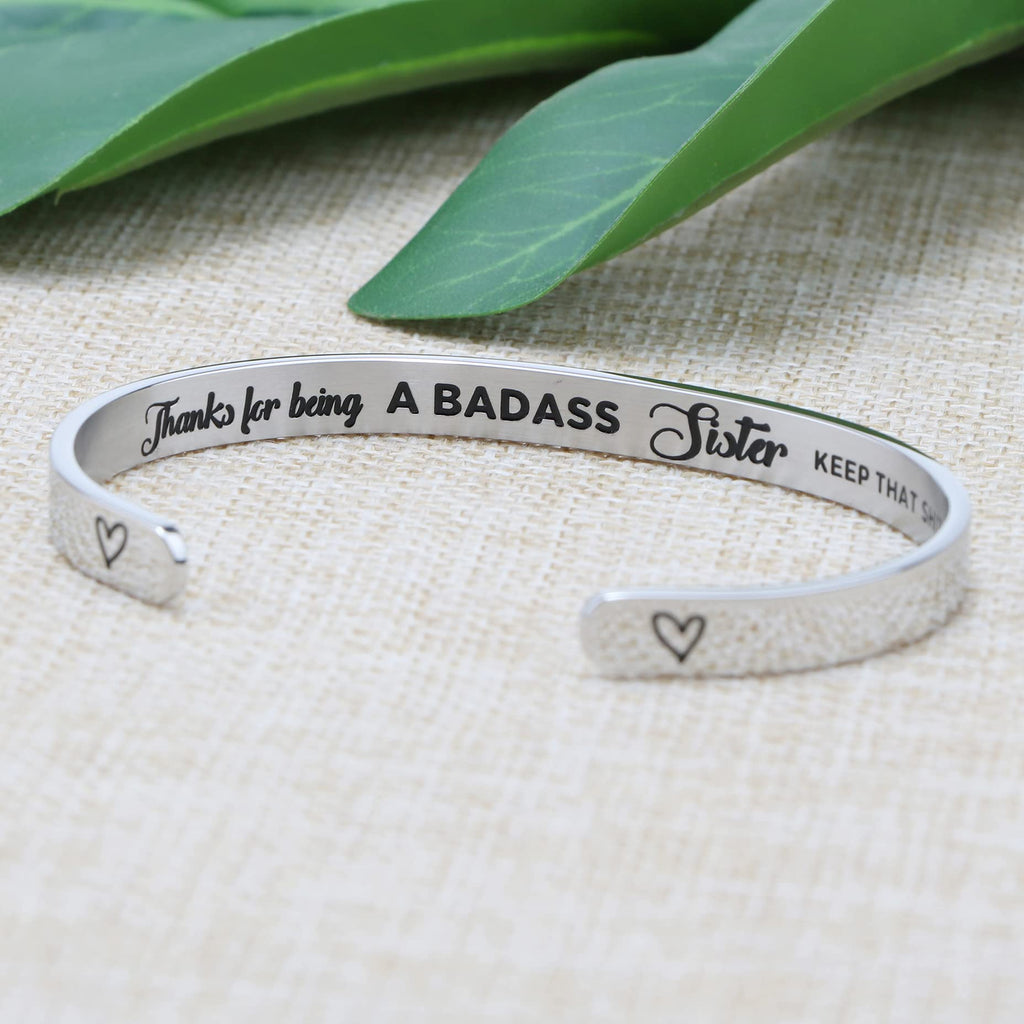 JoycuFF Sisters Gifts from Sister Birthday Gifts for Sister Bracelet for Women Bracelets Inspirational Stainless Steel Cuff Big