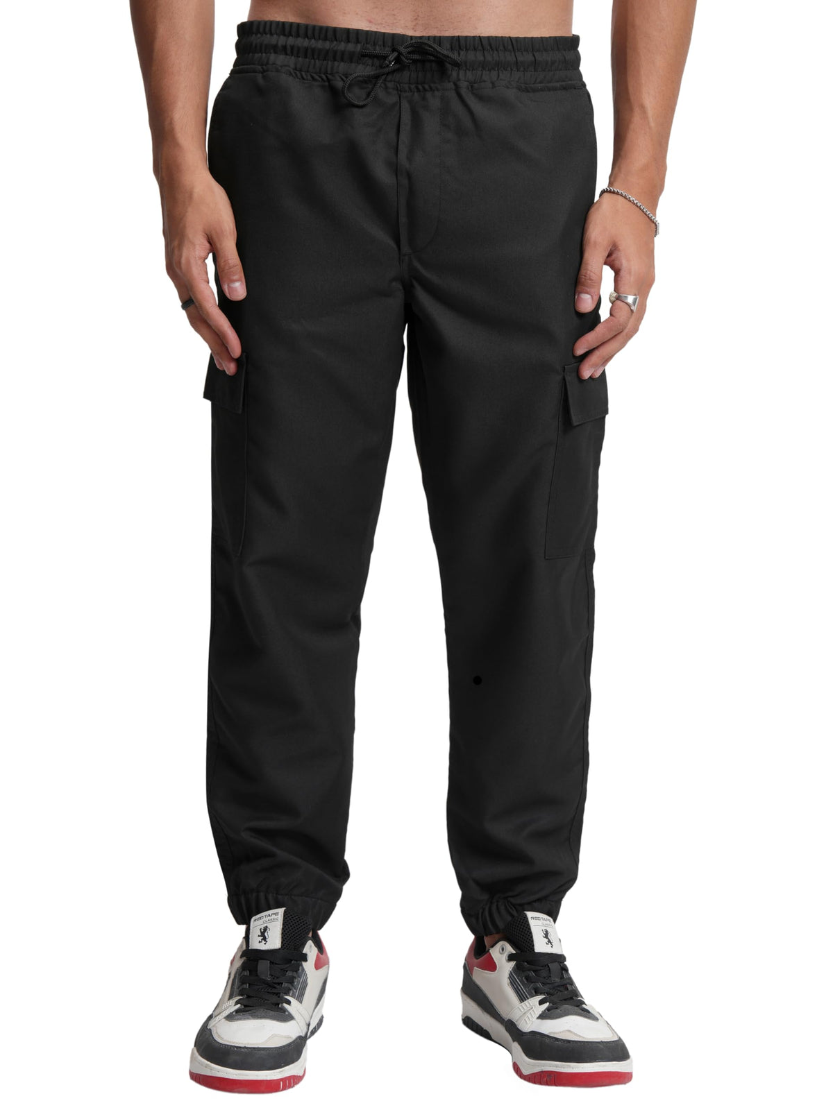 Highlander MenS Regular Fit | Cargo Jogger Trousers | Utility & Comfort | Spacious Pockets & Adjustable Drawstring Black 30