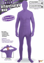 Forum Novelties Women's Teen Disappearing Man Color Stretch Body Suit Costume, Neon Purple, Teen Size