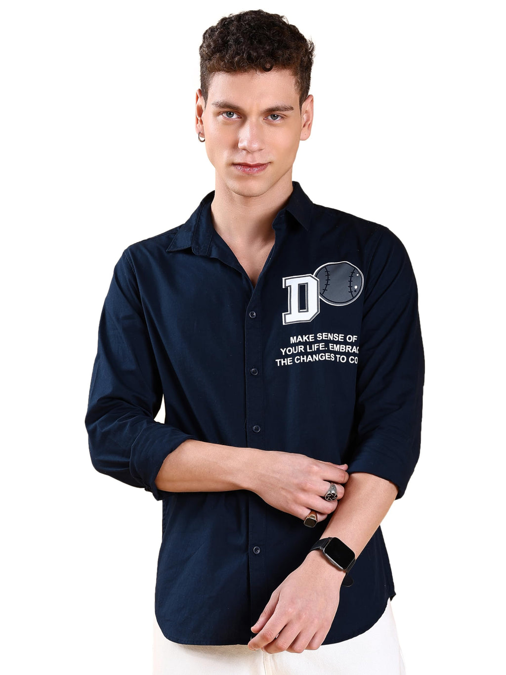 Ketch MenS Solid Regular Fit Shirt (Khsh001590_Navy