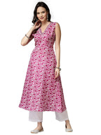 Stylum Womens Floral Printed Cotton Blend A-Line Kurta (PURPLEKYRA40_Purple, L)