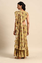 Libas WomenS Georgette Saree (34490_Olive)