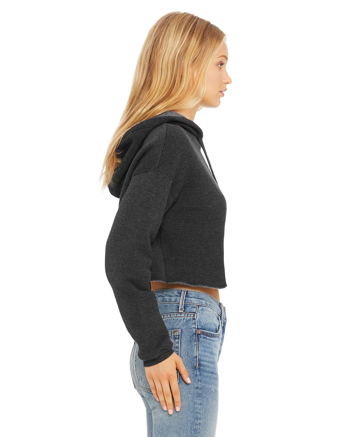 Ladies cropped Fleece Hoodie - PEAcH - S(D0102H7WEXP)