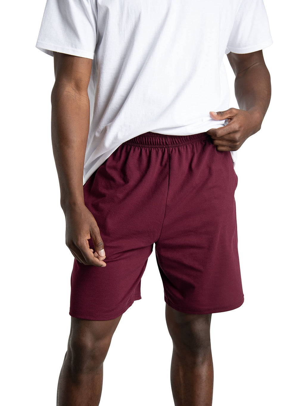 Fruit of the Loom Men's Eversoft Cotton Shorts with Pockets (S-4xl), 2 Pack-Maroon