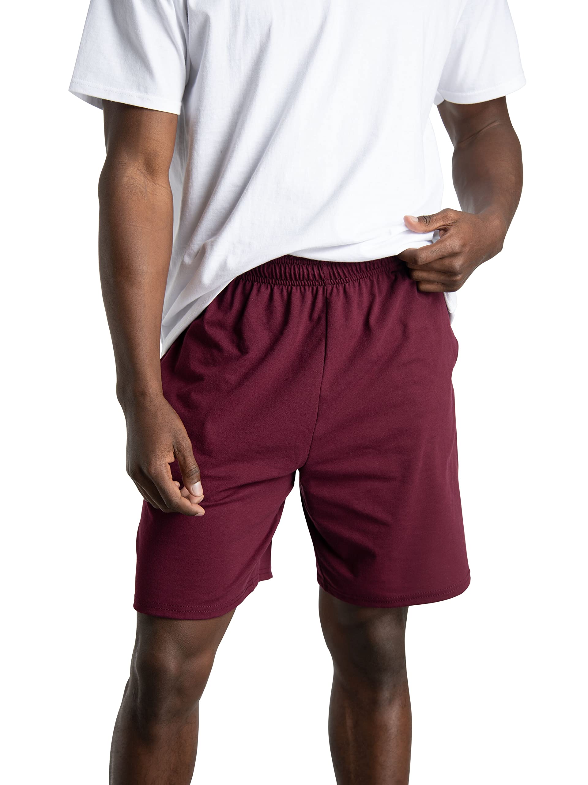 Fruit of the Loom Men's Eversoft Cotton Shorts with Pockets (S-4xl), 2 Pack-Maroon