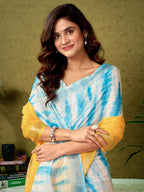 Satrani WomenS Linen Zari Border Printed Ready To Wear One Minute Pre Pleated Readymade Saree With Unstitched Blouse Piece (34R
