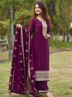 Libas Womens Silk Blend Kurta Sets (33416O_Purple