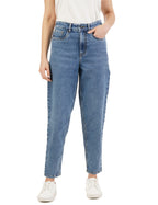 INKD Womens Stretchable Barrel Fit High Rise Jeans (Denim Divine, 28)