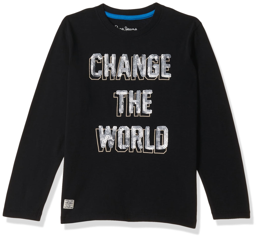 Pepe Jeans BoyS Tees (Pb503340_8-9 Years, Black, 8-9 Years)