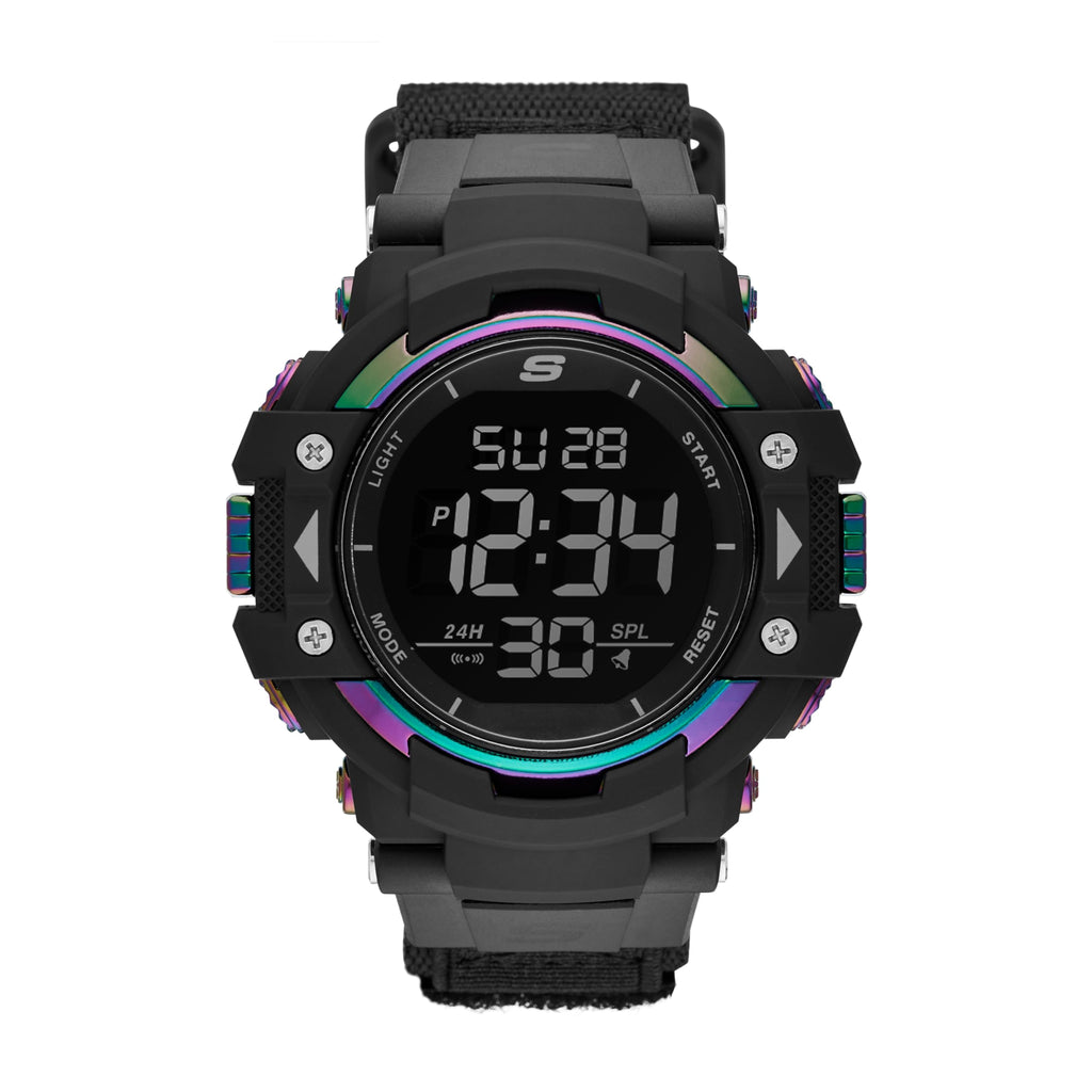 Skechers Men's Keats Digital Chronograph Watch, Color: Black Iridescent (Model: SR1118)