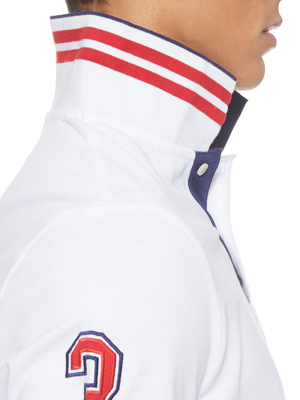 U.S. Polo Assn. Men's Slim Fit Pique Polo, White/Dodger Blue, Medium