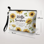Hglian Sunflower Travel Makeup Bag Inspirational Cosmetic Toiletry Bags Cute Zipper Wristlet Pouch for Purse Travel Accessories