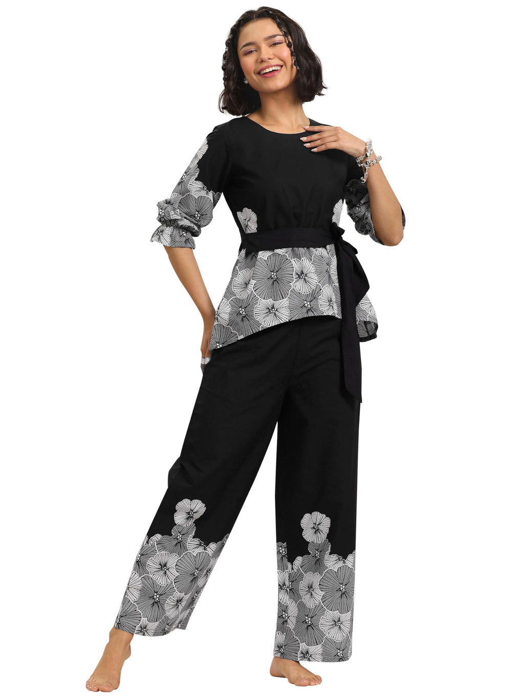 Libas WomenS Cotton Regular Casual Night Suit (50319_M) Black