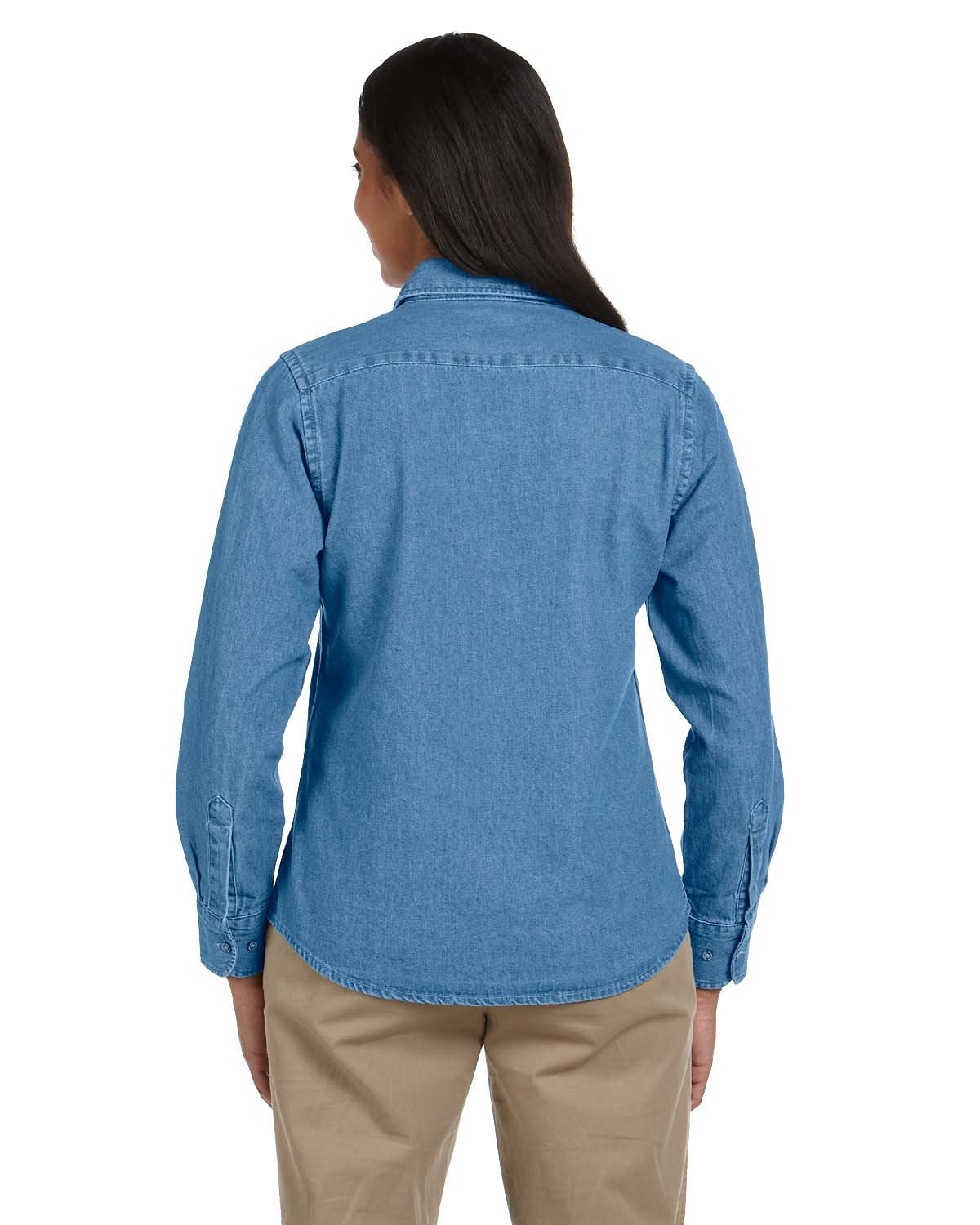 Ladies 65 oz Long-Sleeve Denim Shirt - DARK DENIM - S(D0102H7NV5P)