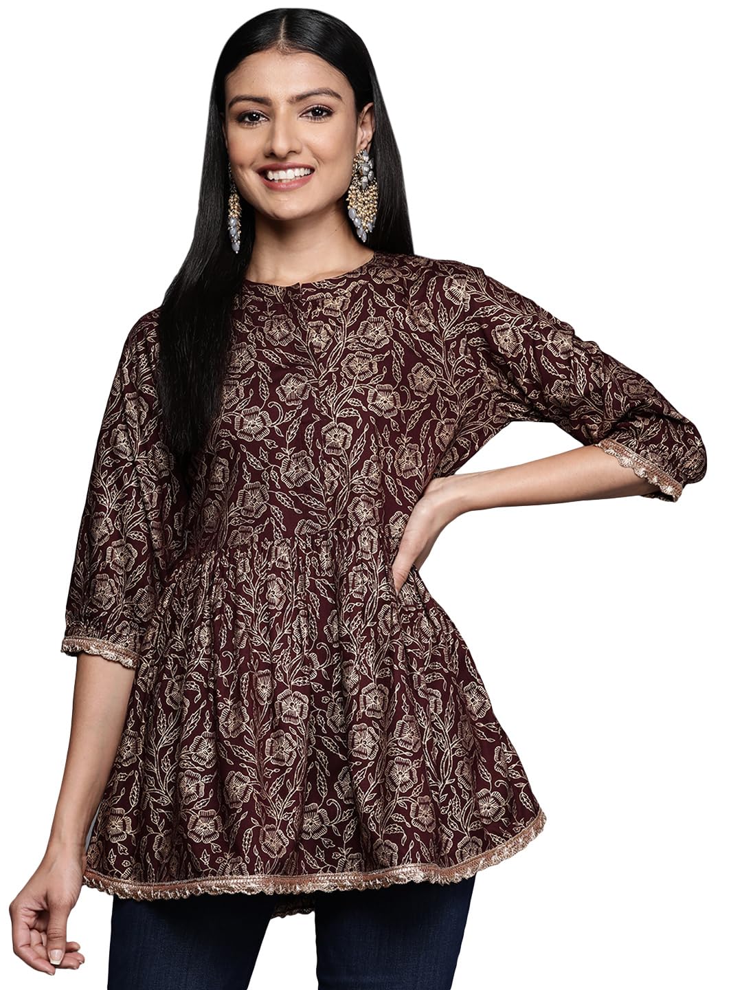 Libas Women'S Printed A-Line Kurtis (26179_Purple