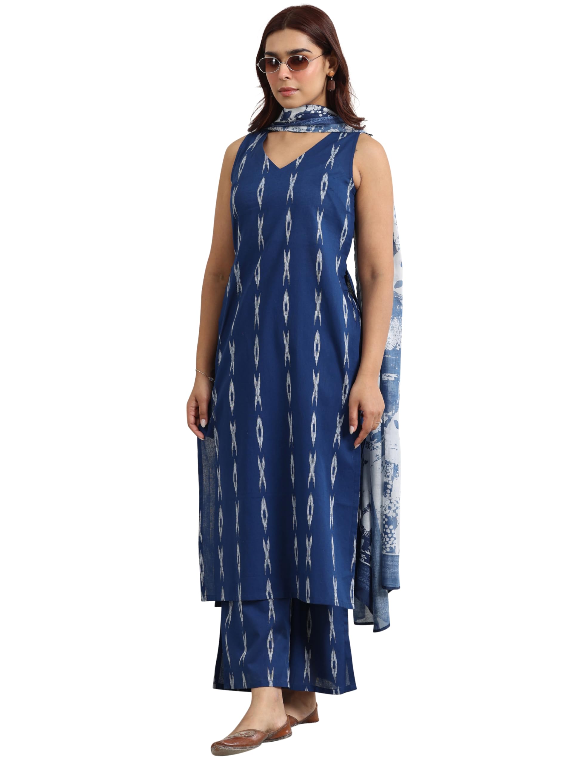 Libas WomenS Cotton Blend Self Design Kurta Set (400393_Blue_Xxl)