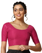TOPLOT Cotton Blend Lycra Stretchable Round Neck Blouses for Women Readymade (Blouse-5058-Rani Pink-38)