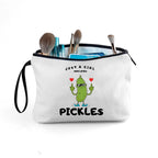 Pickle Gifts,Funny Pickle Cosmetic Bag,Pickle Food Costume Party decorations Gift,Just A Girl Who Loves Pickles Makeup Bag,Pickl