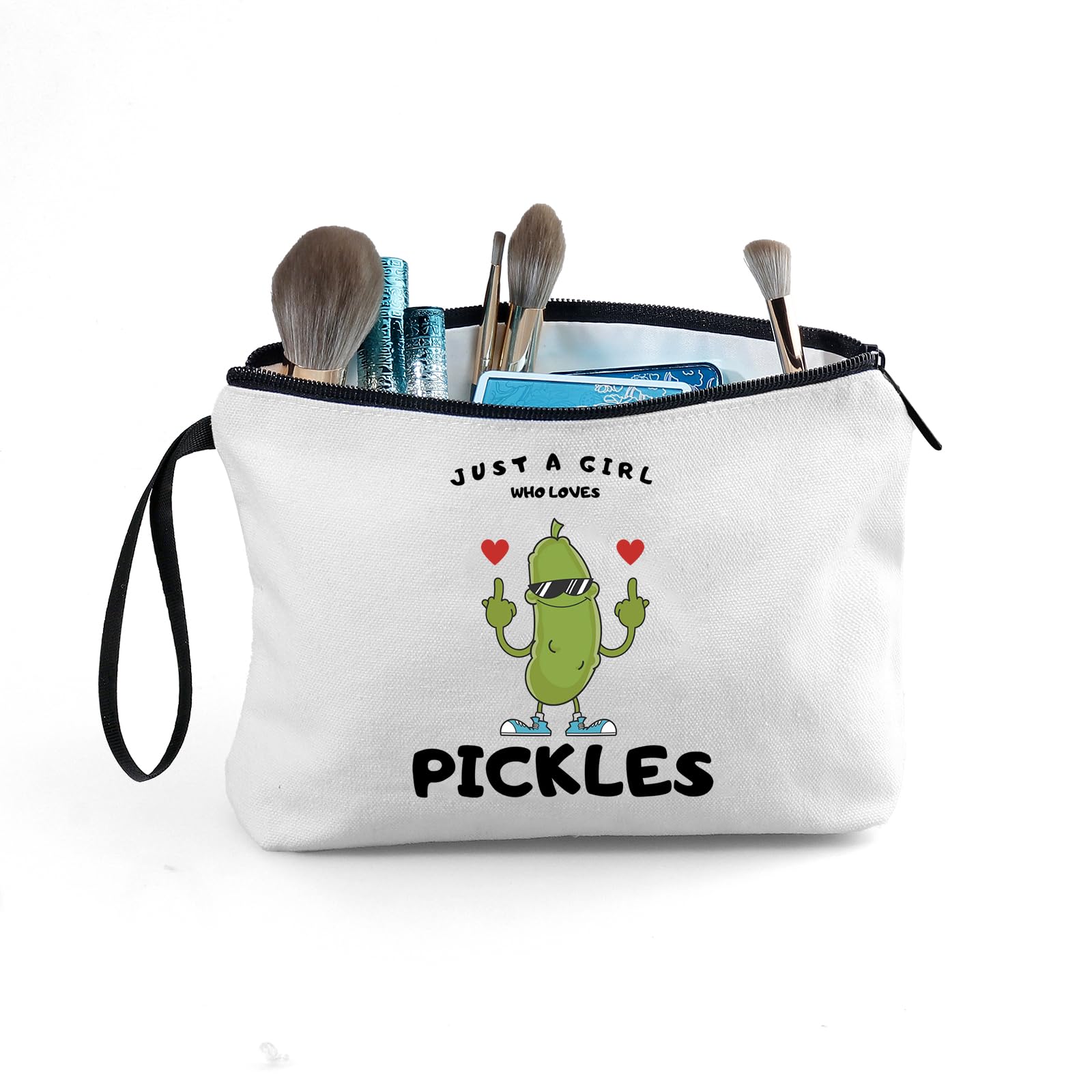 Pickle Gifts,Funny Pickle Cosmetic Bag,Pickle Food Costume Party decorations Gift,Just A Girl Who Loves Pickles Makeup Bag,Pickl