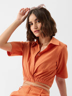 The Souled Store Solids: Rust Cropped Shirts