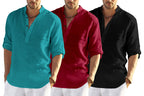 Zartha Combo Of 3 MenS Cotton Blend Full Sleeve Short Kurta Shirt With Mandarin Collar