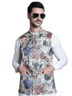 Jompers Mens Printed With Zari Work Waistcoat