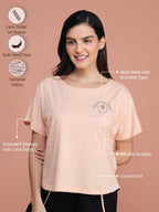 Nykd WomenS Ultra Soft All Occasions Everyday Cotton T- Shirt Neppy Lace Detail Tee | Extended Sleeves | Relaxed Fit | Round Ne