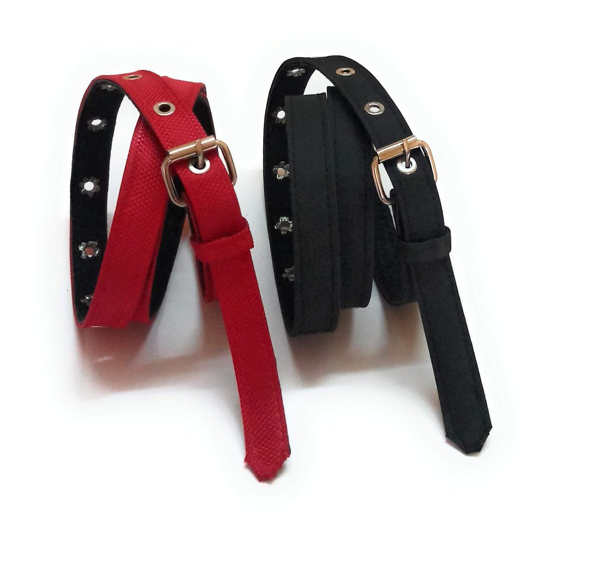 Generic Women Xxxl Oversize Plus Size Denim Material Jeans Belts Black And Red 2Pcs Combo 3