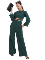 Ketch Polyester Blend Solid Women Western Casual Fit Co-Ord Set Standard Length Playwear Dress (Khce000063_Teal_Small)