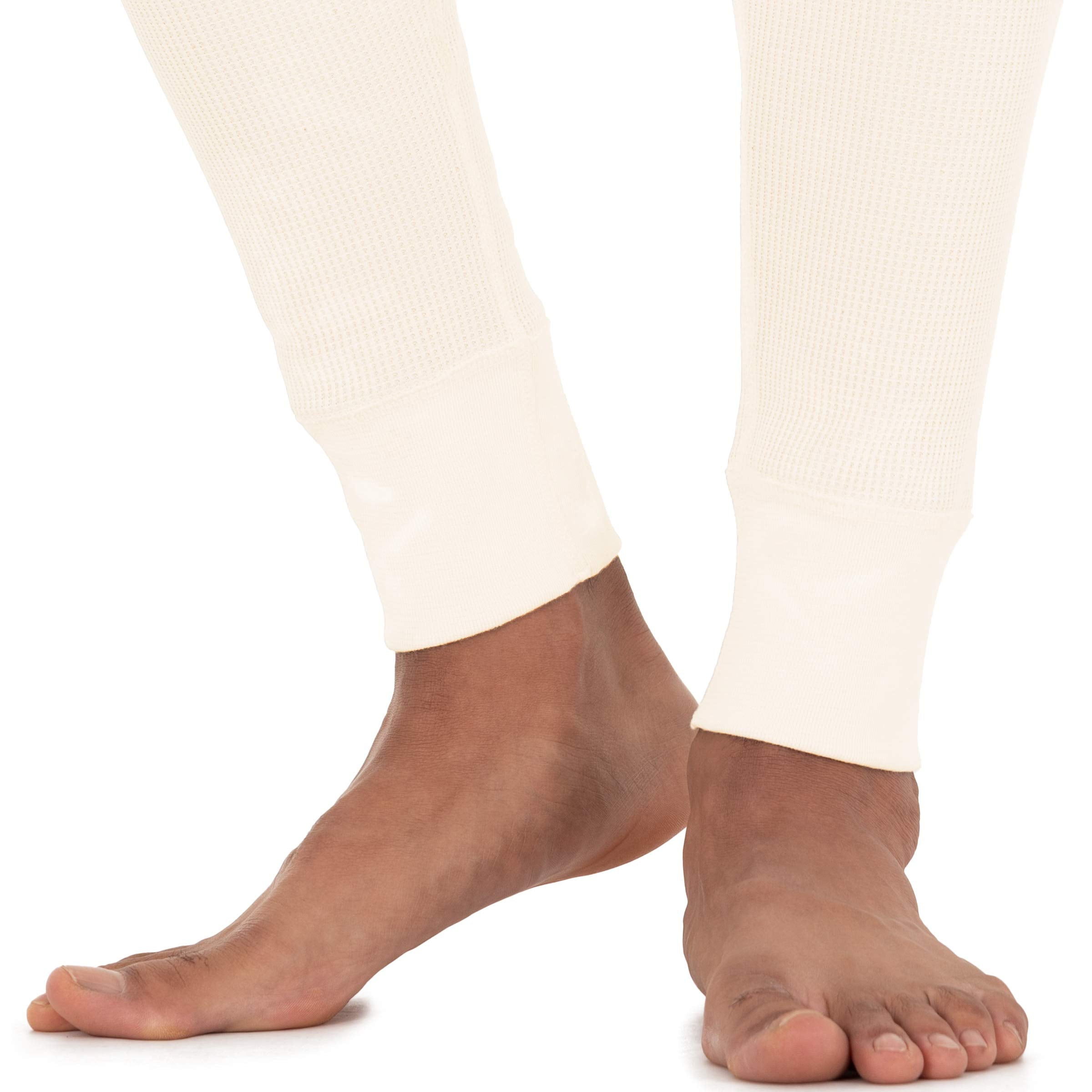 Fruit of the Loom Men's Recycled Premium Waffle Thermal Underwear Long Johns Bottom (1, 2, 3, and 4 Packs), Natural, 5X-Large