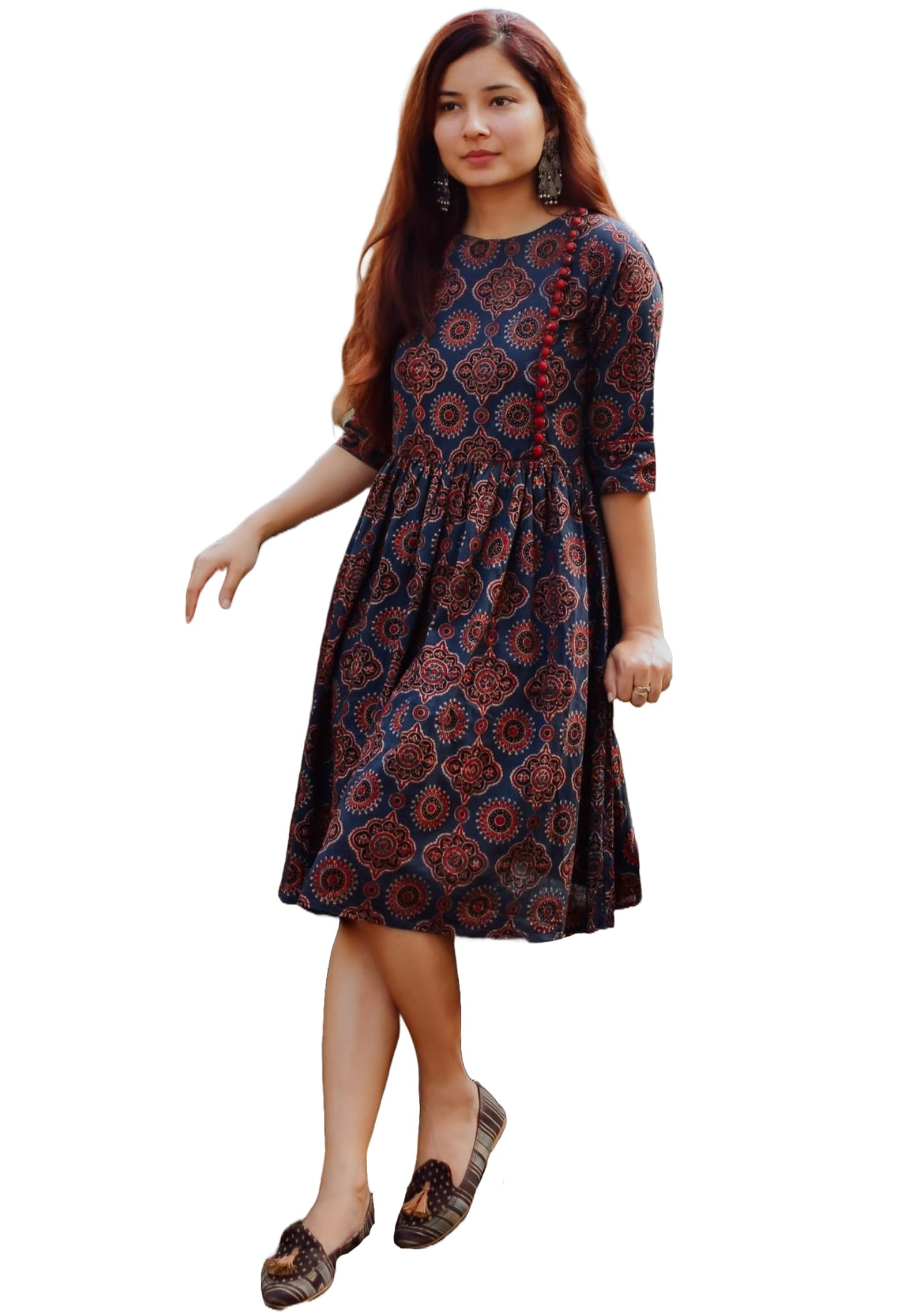 ANNI DESIGNER Womens Cotton Blend Printed Anarkali Kurta (Pond Blue-SM_XL_Blue_X-Large)
