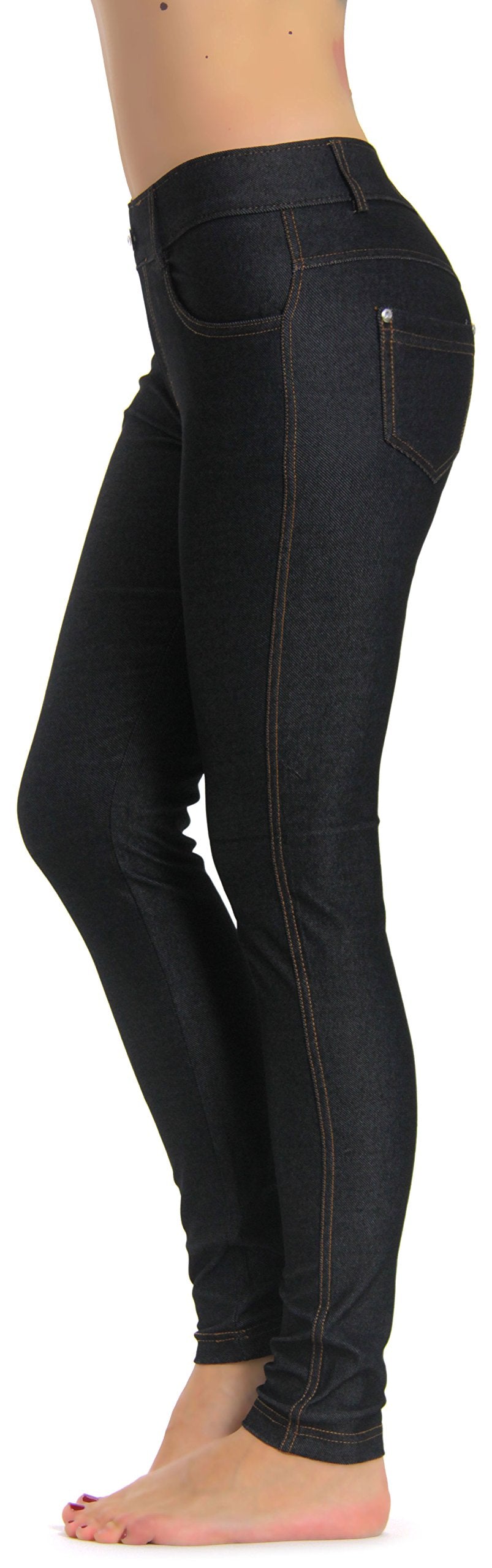Prolific Health Women's Jean Look Jeggings Tights Yoga Many Colors Spandex Leggings Pants S-XXL (Medium, Black Type2)