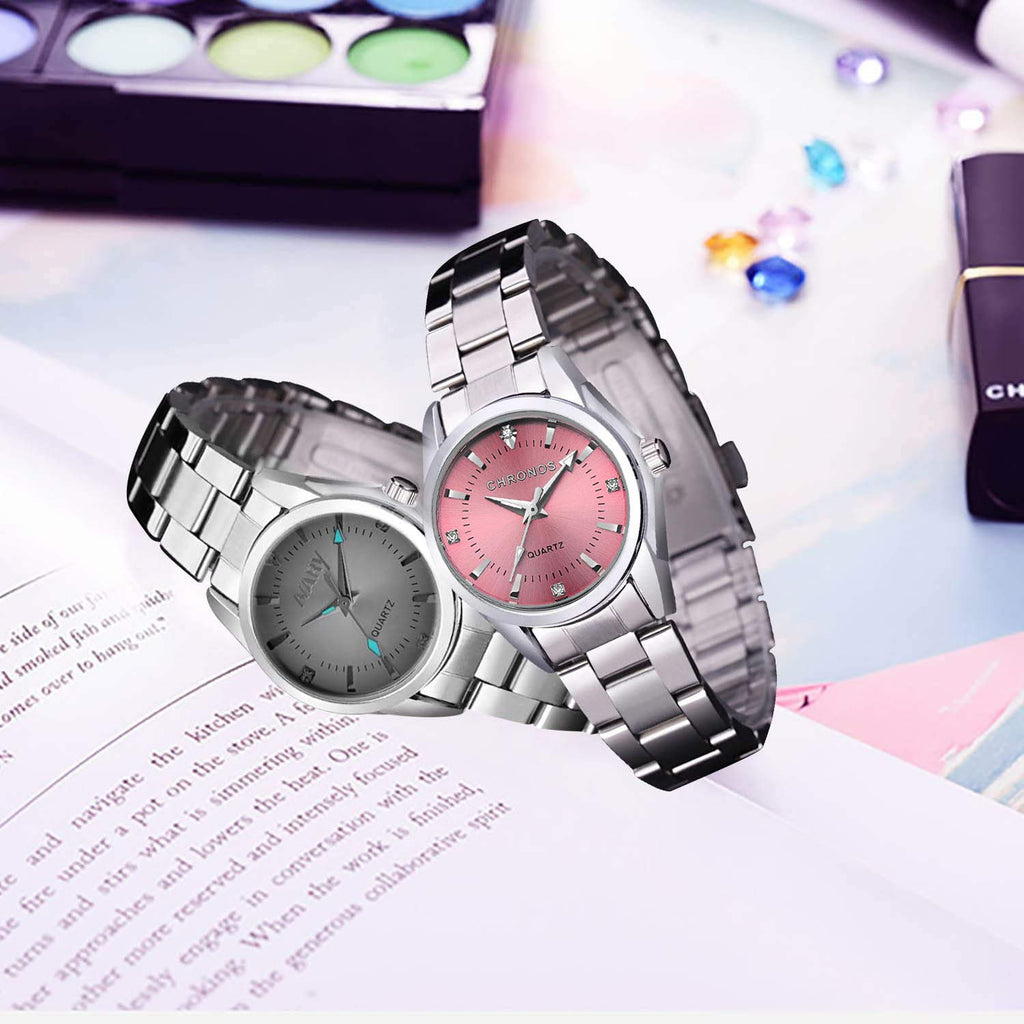 cofuo Women Lady Dress Analog Quartz Watch with Stainless Steel Band, Simple Design Easy Reader Wrist Casual Fashion Waterproof