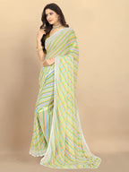 rangita Women Leheria Striped Georgette Saree With Blouse Piece