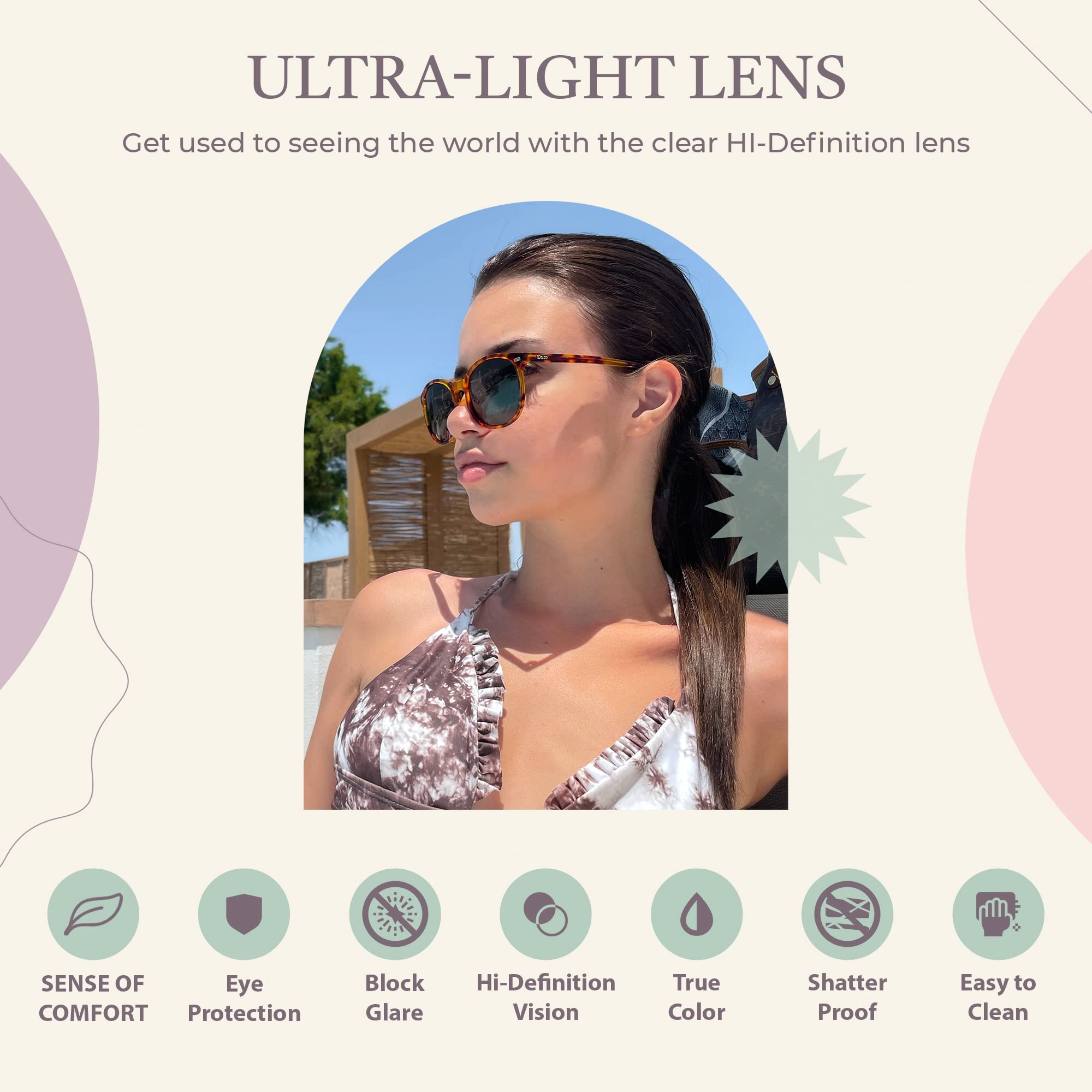 DUCO Retro Round UV400 Polarized Sunglasses for Women Men Vintage Shades Classic Acetate Trendy Fashion Sunglass DC1230