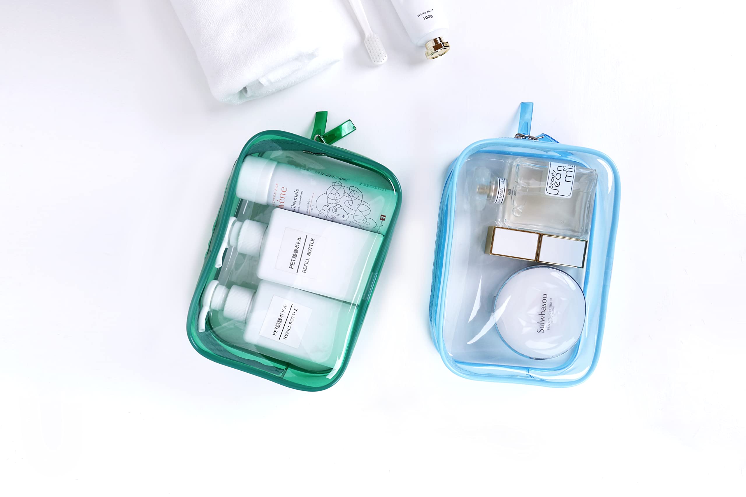 Clear Pouch Small, Clear Makeup Bag, 6.6x2.3x4.7 Size TSA Approved Toiletry Bag, Clear Travel Bags for Toiletries, Clear Cosmeti