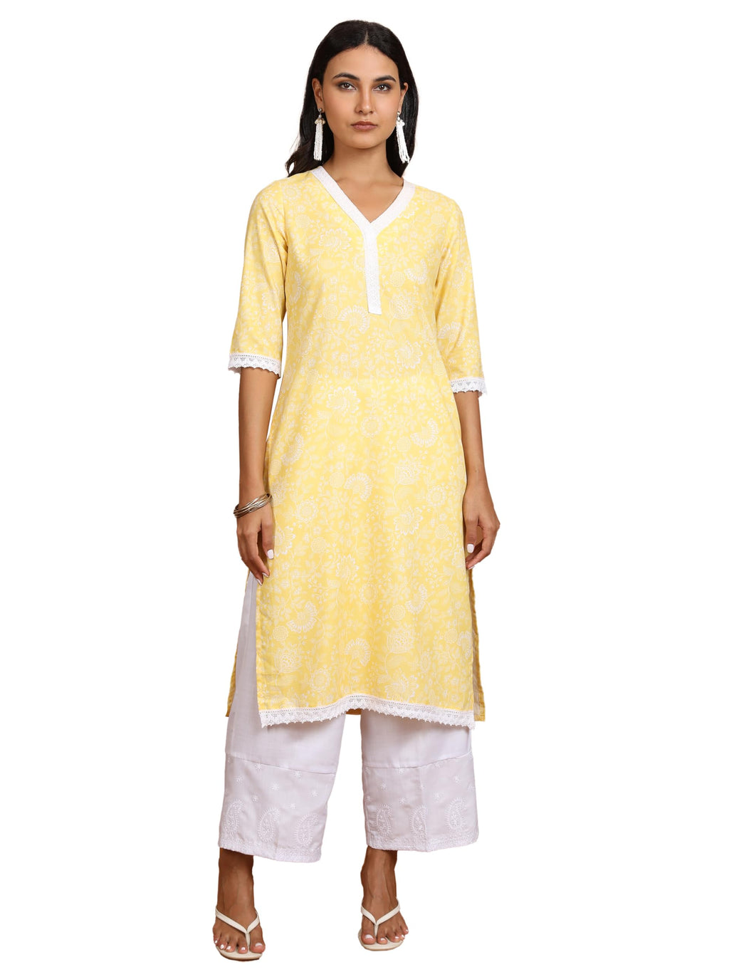 Ketch WomenS Cotton Blend Regular Fit Kurta (Khku000501_Yellow